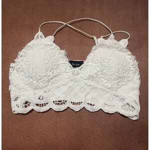 Anna Grace White Lace Bralette Top Size M Romantic Cottage Summer Feminine